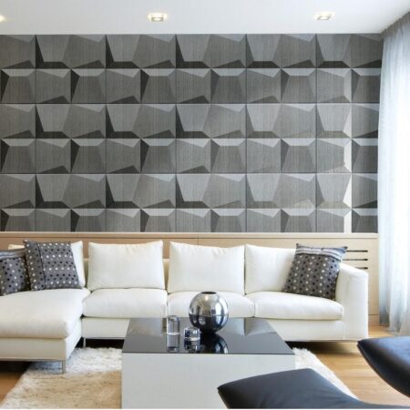 Panneau mural en cuir 3D – Mosaïque carrée noire